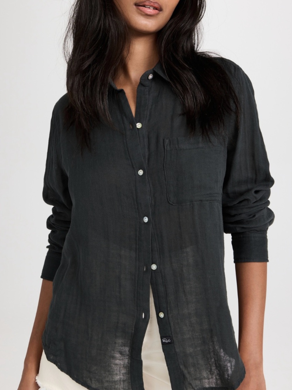 Rails Black Ellis Gauze Long-Sleeve Button Down Shirt